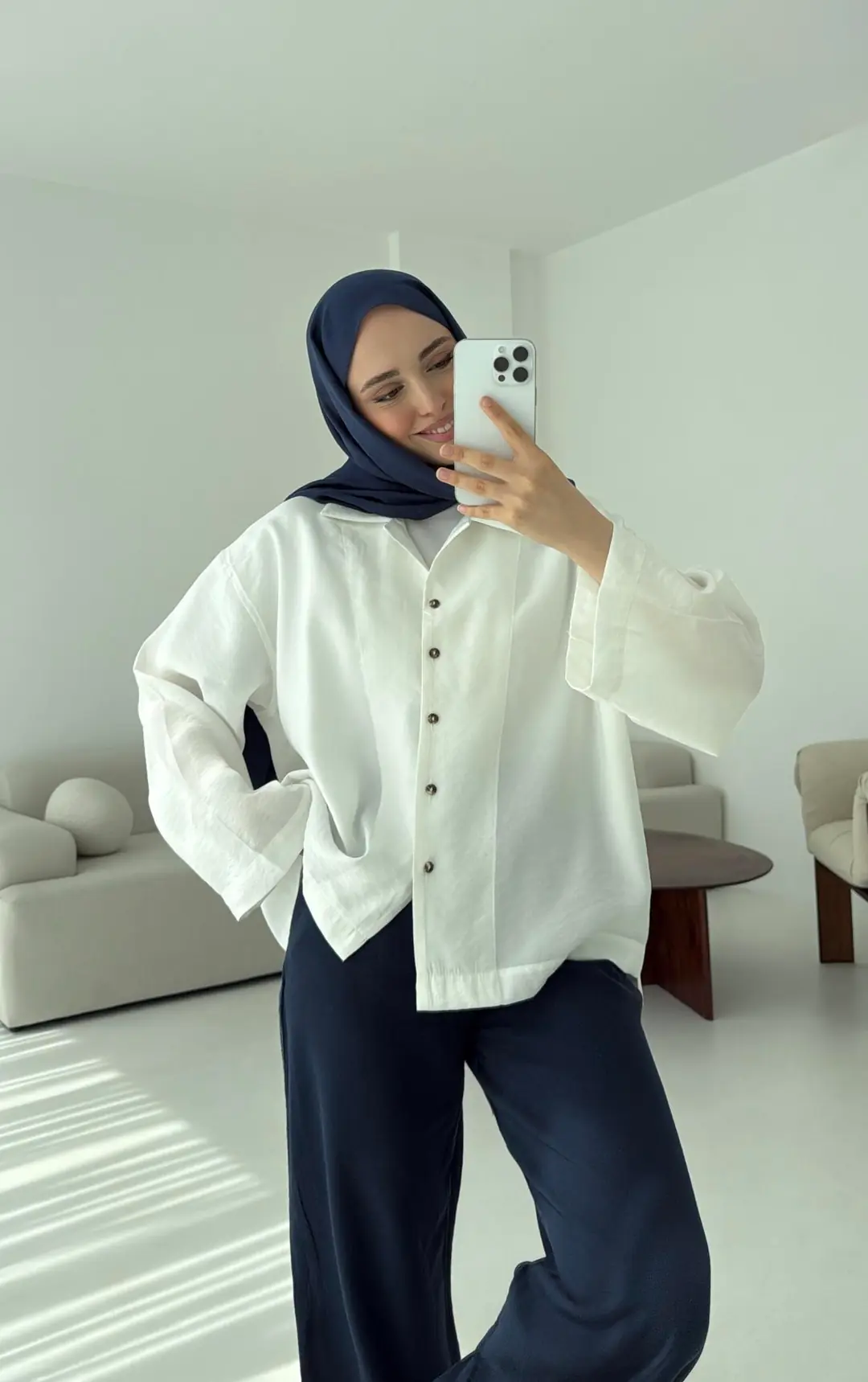 Oversize Gömlek Beyaz - Görsel 2