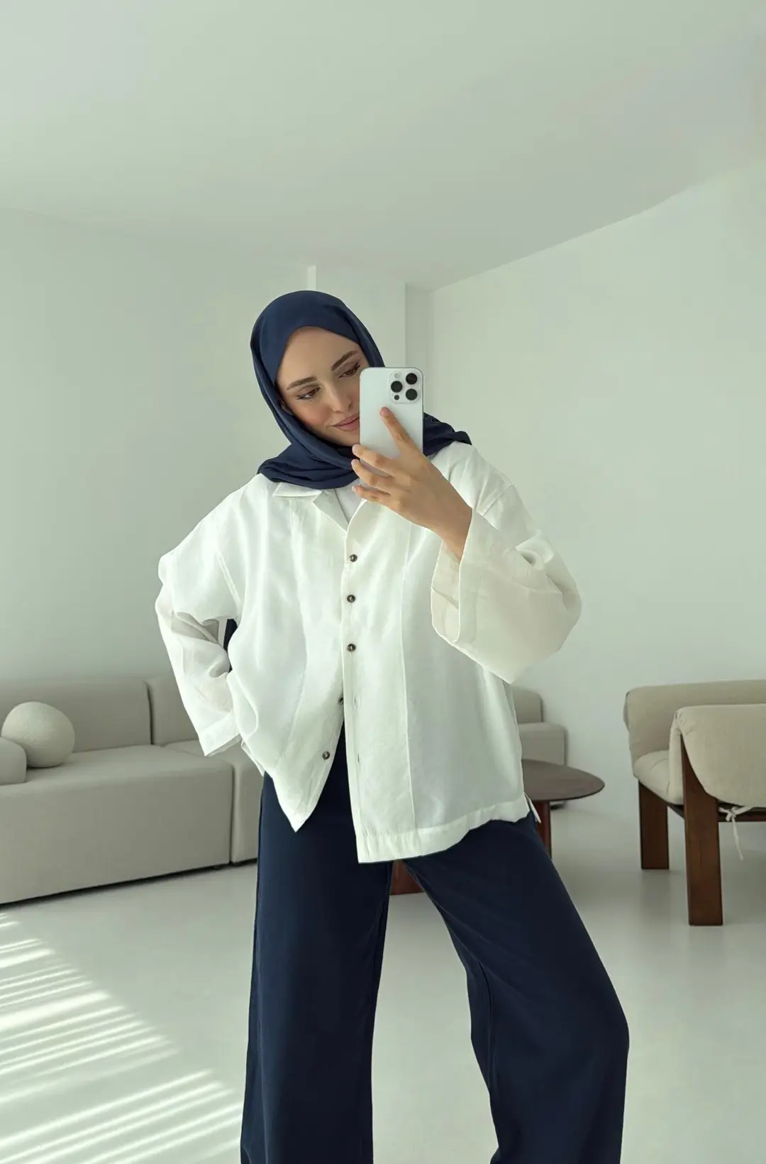 Oversize Gömlek Beyaz - Görsel 4