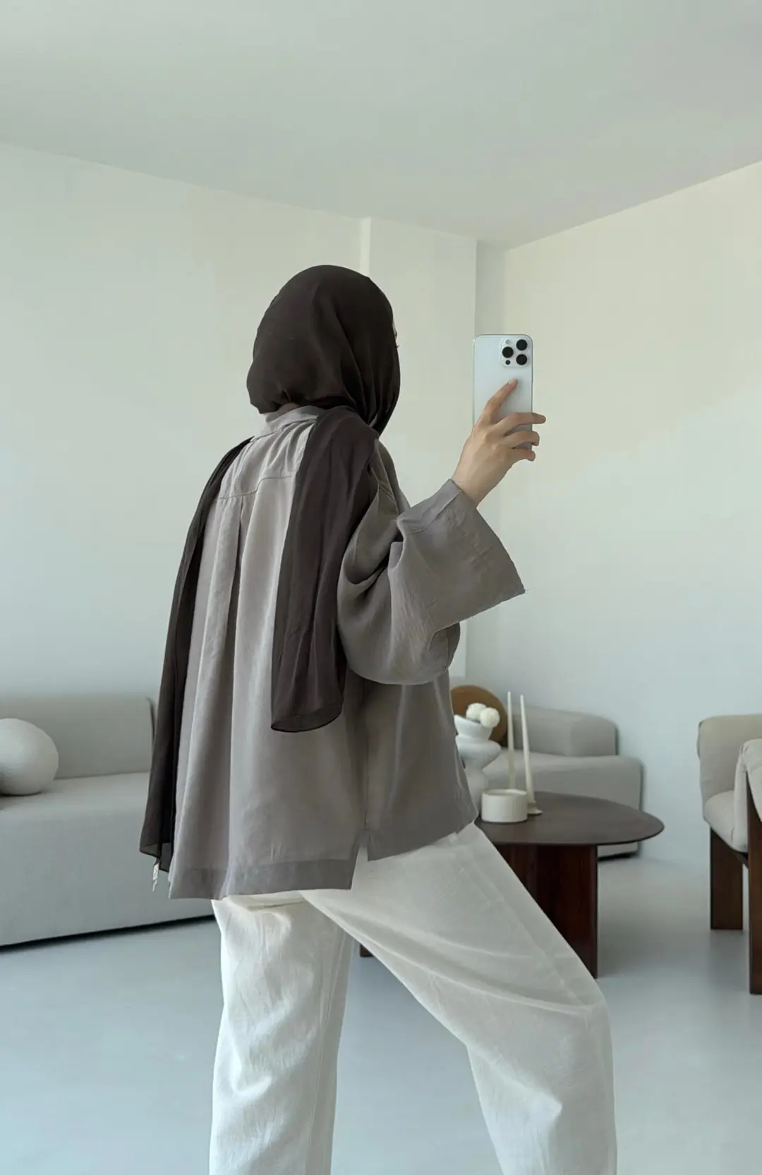 Oversize Gömlek Vizon - Görsel 6