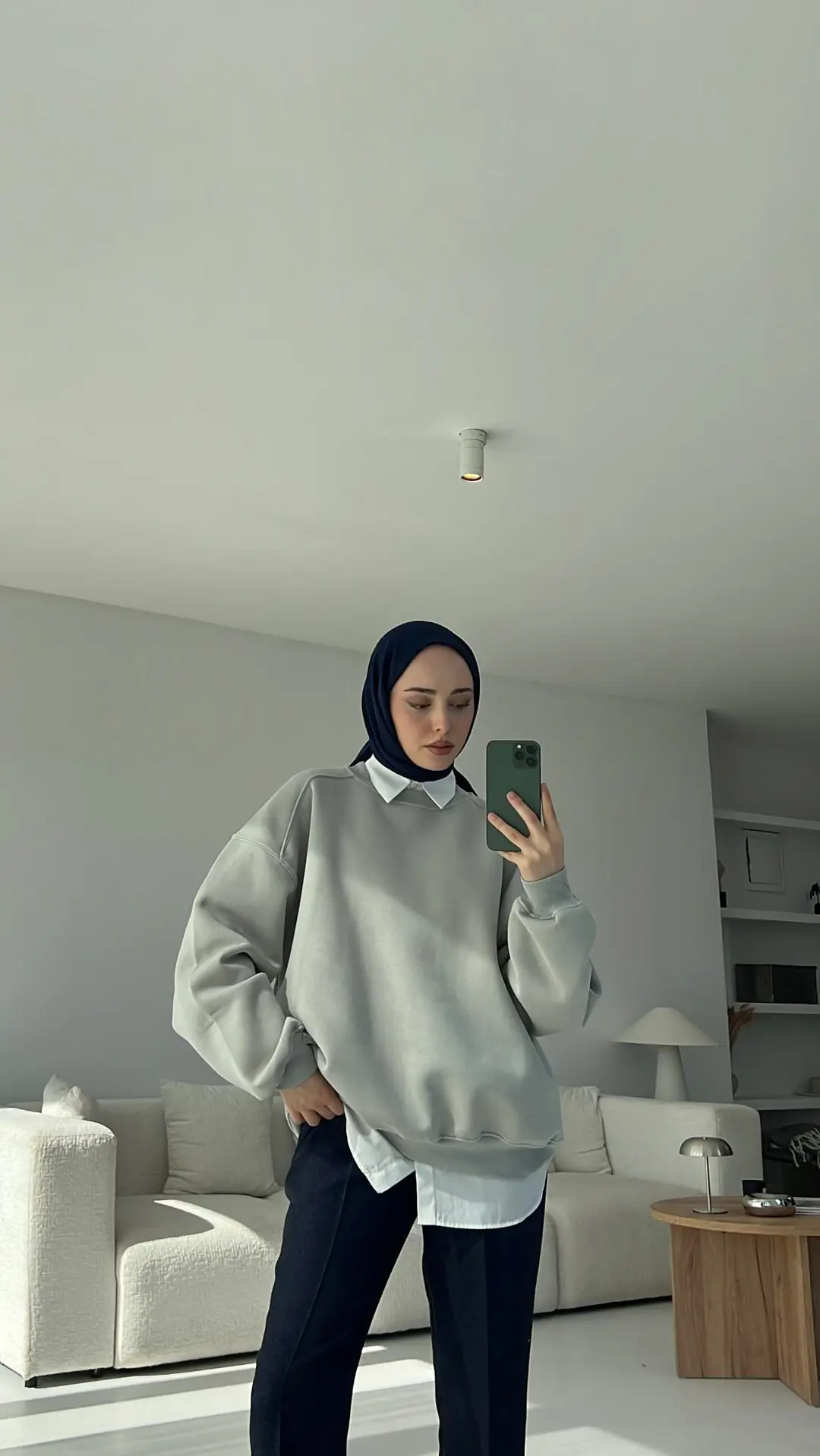 Oversize Gri Sweatshırt - Görsel 4