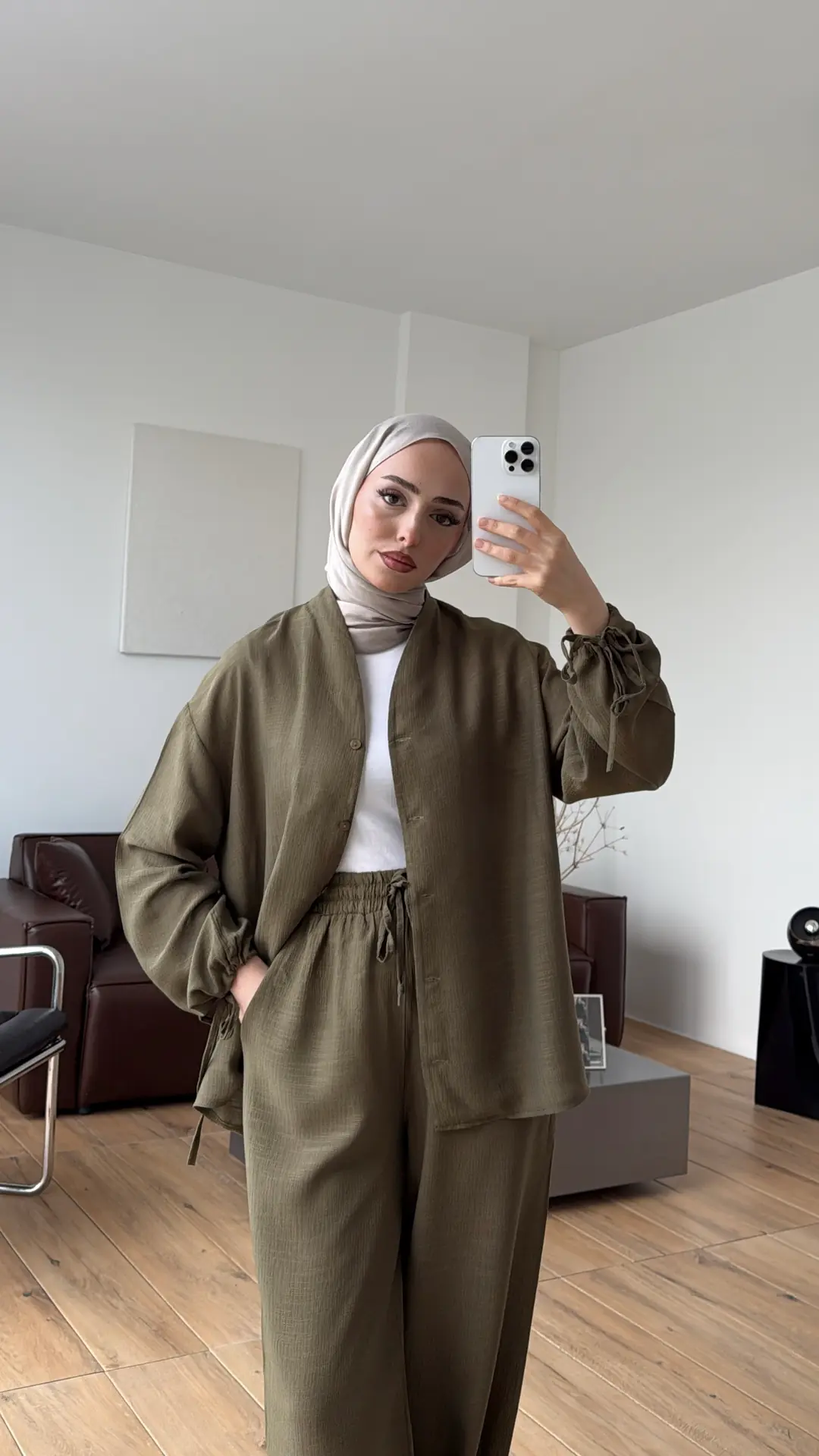 Oversize Kol Bagcıklı Takım Haki - Görsel 2