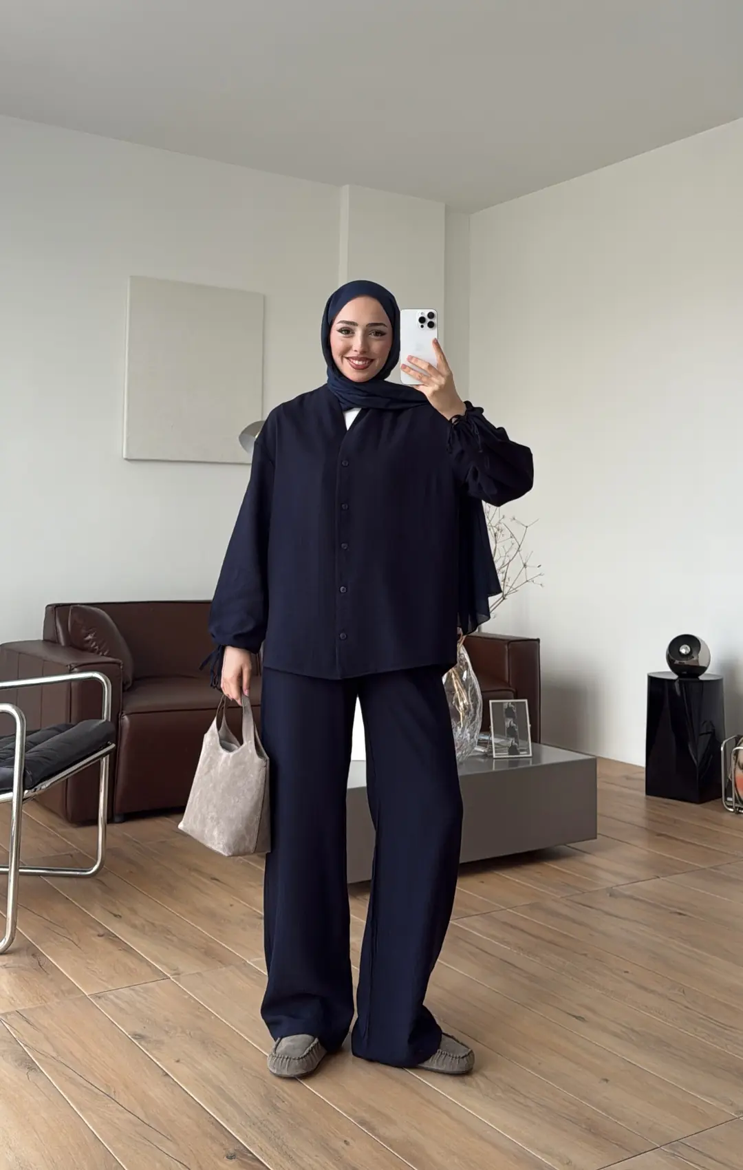 Oversize Kol Bagcıklı Takım Lacivert