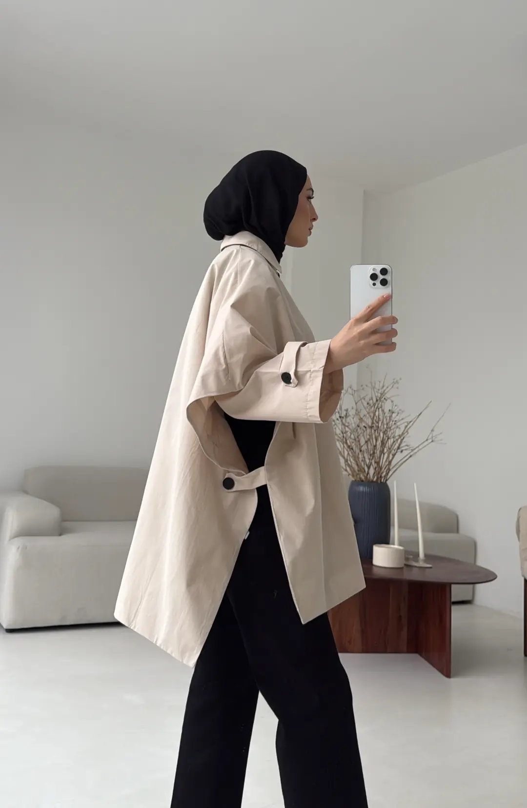 Oversize Panço/Trenç Bej - Görsel 3