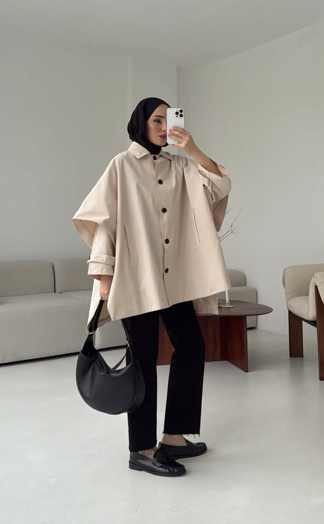 Oversize Panço/Trenç Bej - Görsel 9