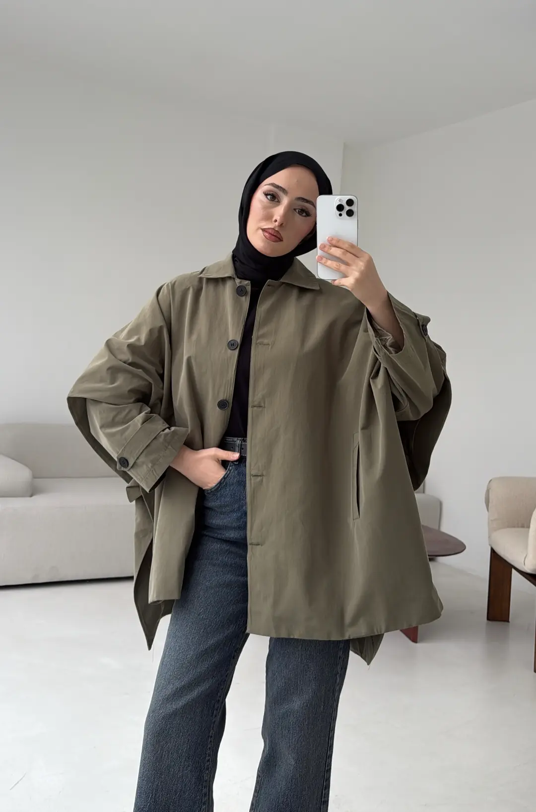 Oversize Panço/Trenç Haki - Görsel 5