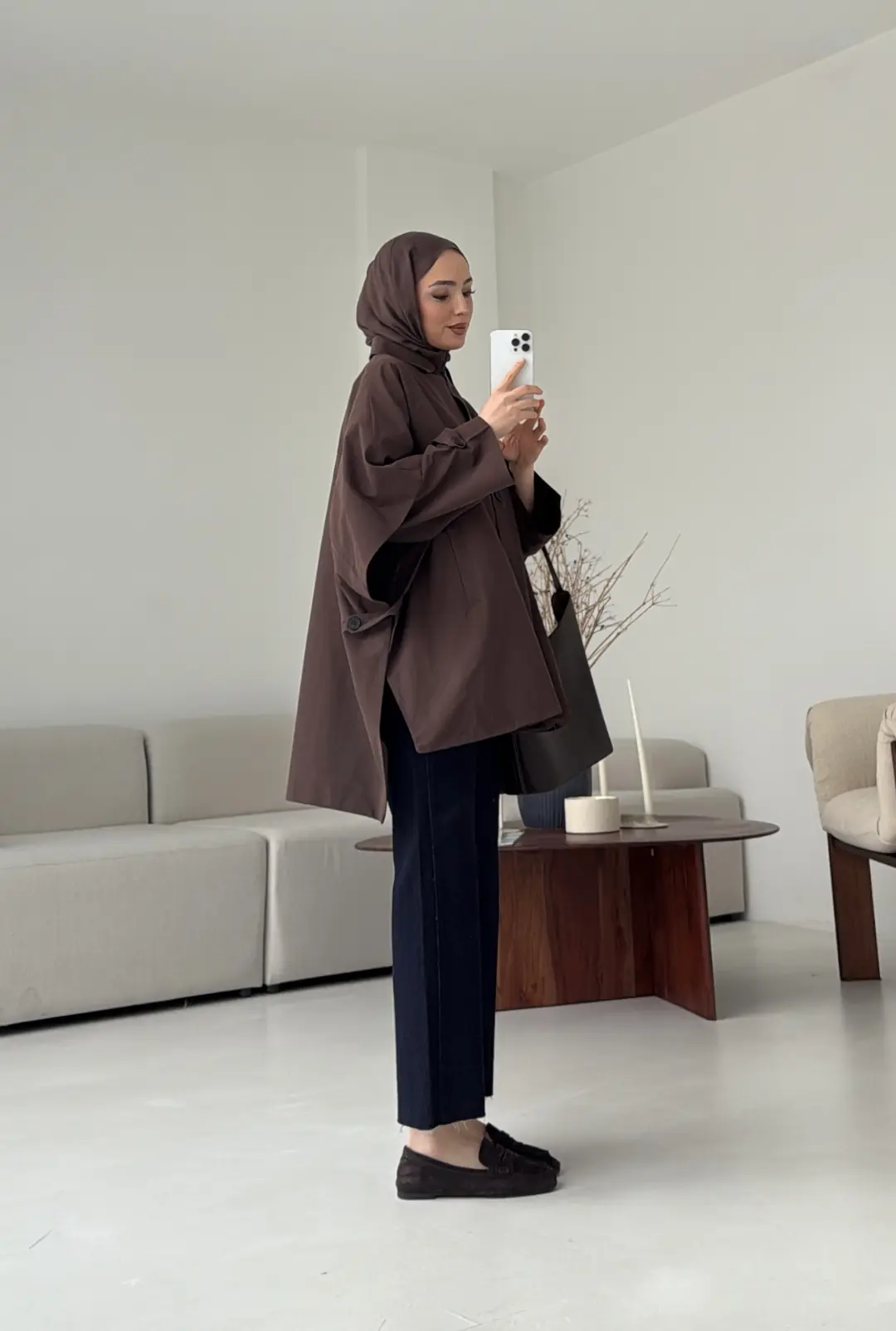 Oversize Panço/Trenç Kahve