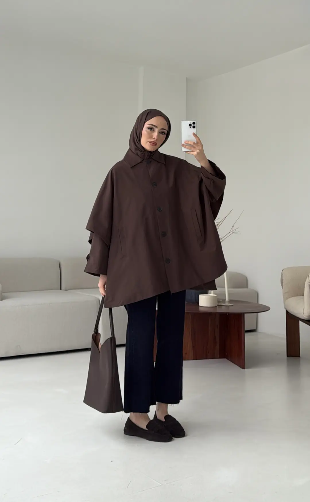 Oversize Panço/Trenç Kahve - Görsel 3