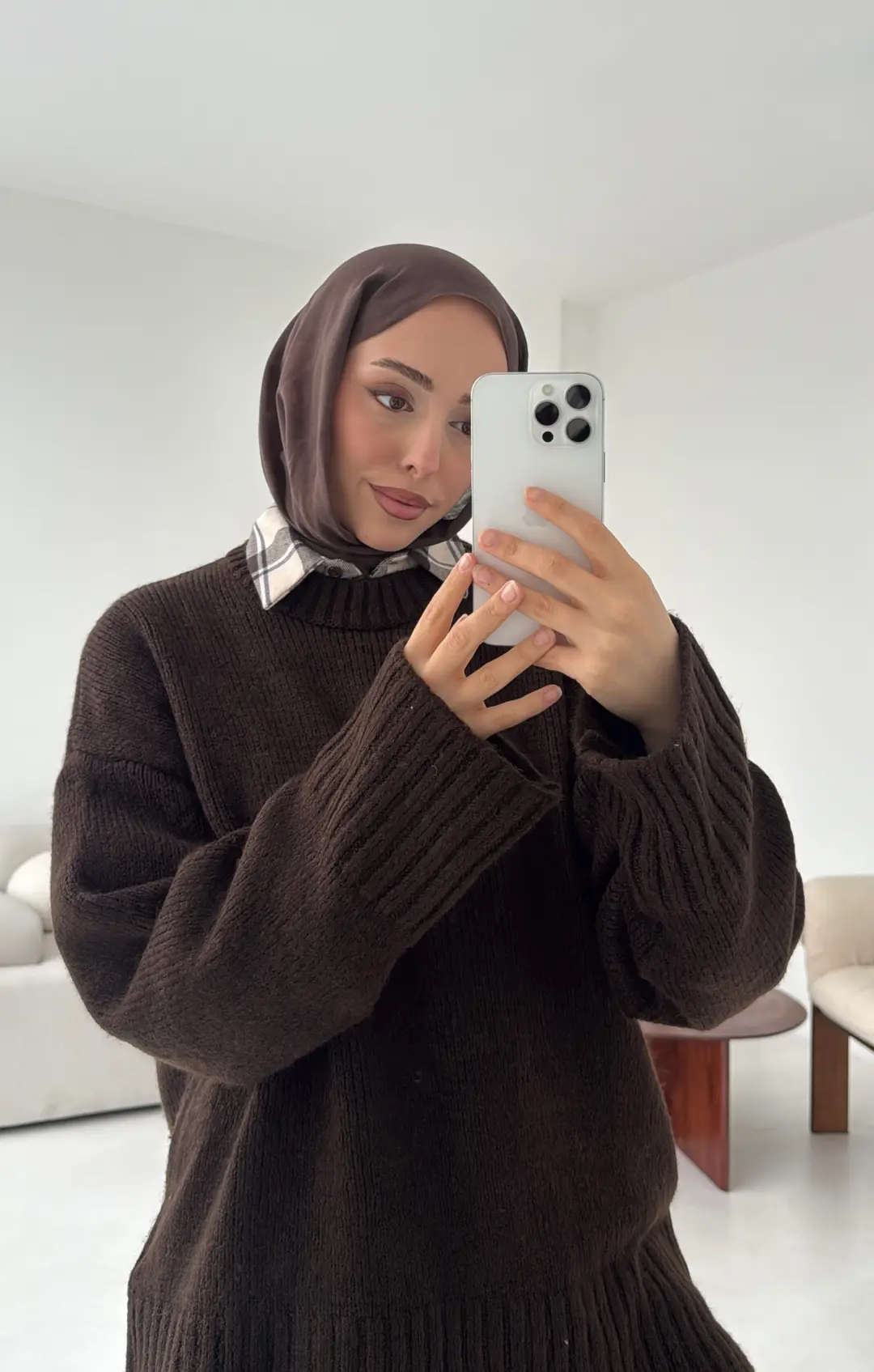 Oversize Soft Triko Kazak Acı Kahve - Görsel 3