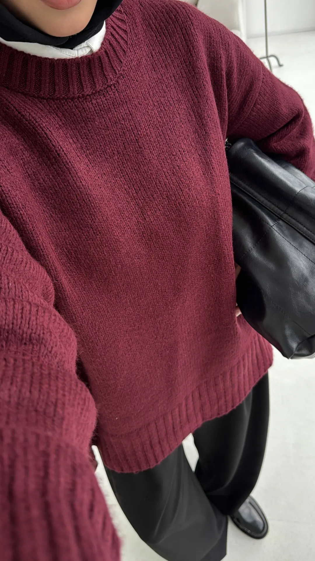 Oversize Soft Triko Kazak Bordo - Görsel 5