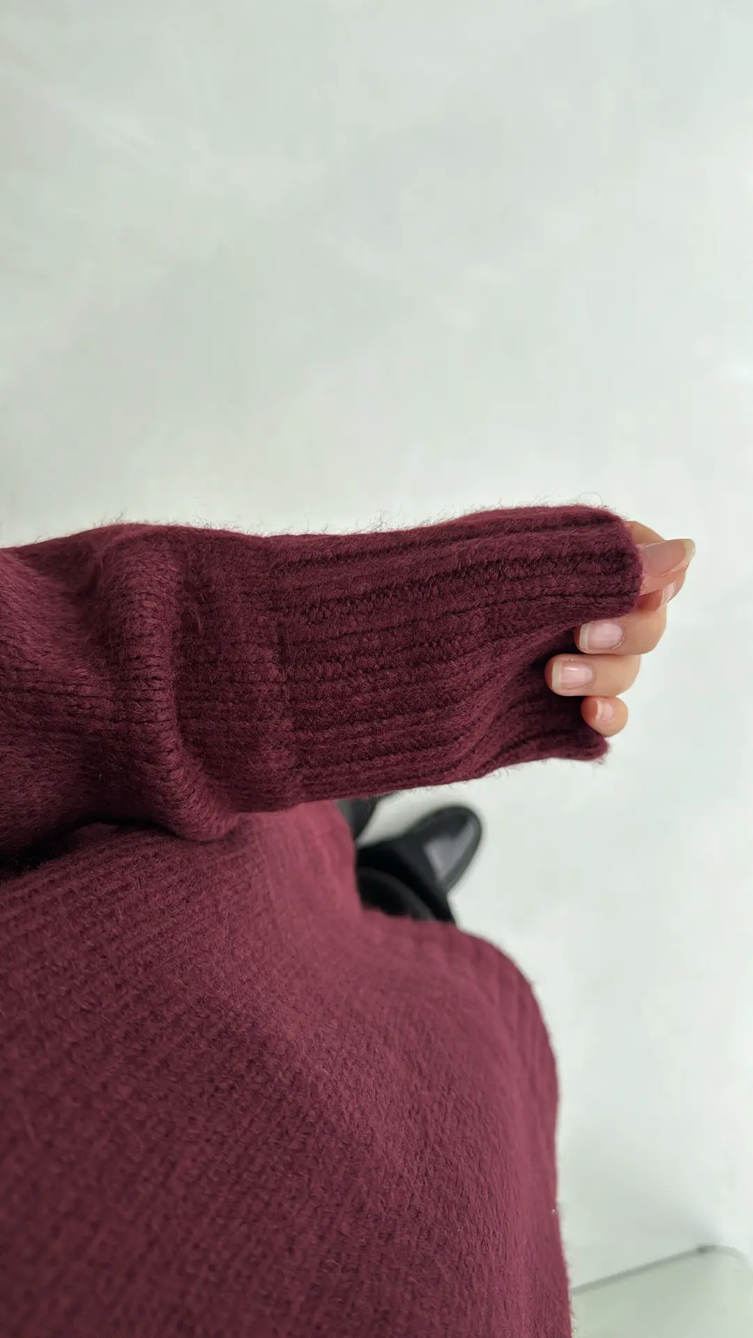 Oversize Soft Triko Kazak Bordo - Görsel 8