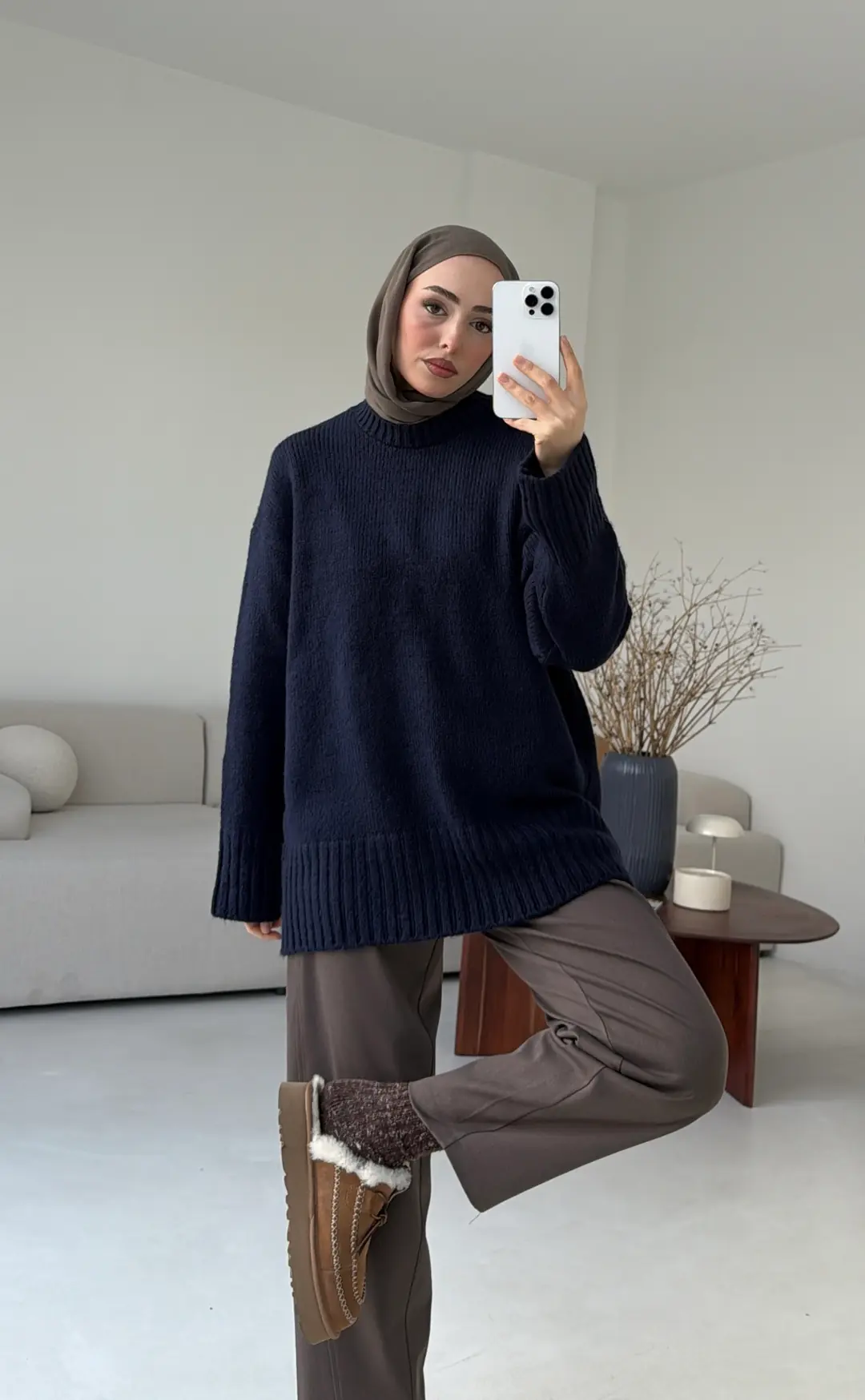 Oversize Soft Triko Kazak Lacivert - Görsel 3