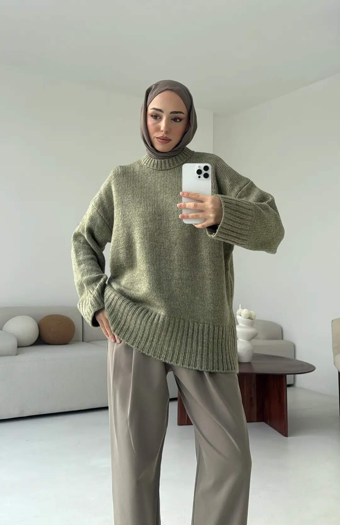 Oversize Soft Triko Kazak Soft Yeşil