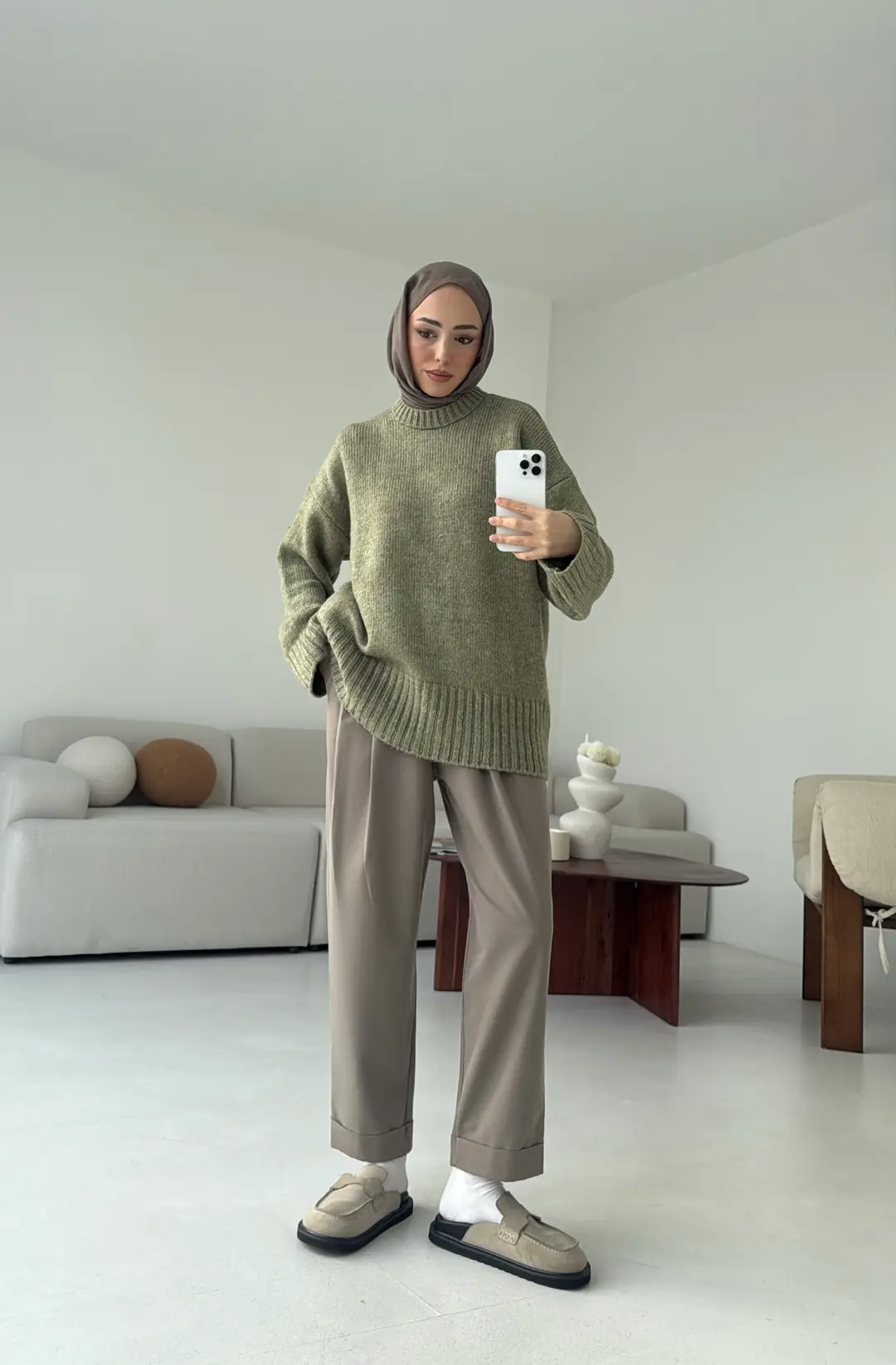 Oversize Soft Triko Kazak Soft Yeşil - Görsel 2