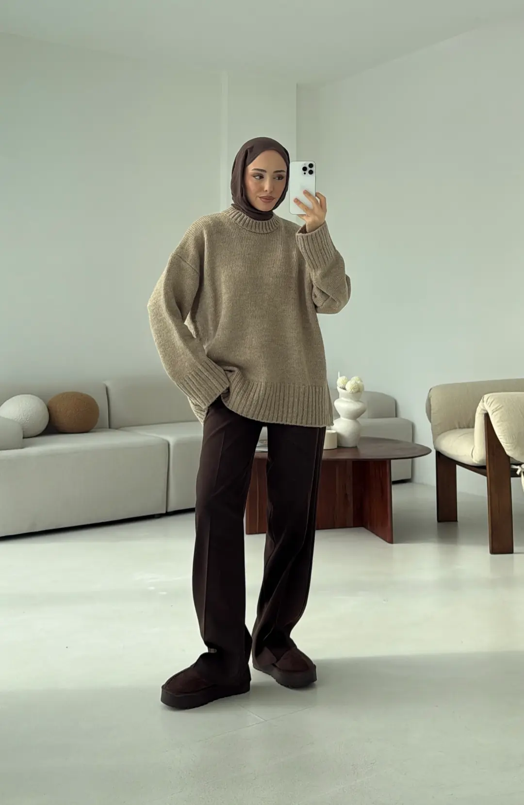 Oversize Soft Triko Kazak Vizon - Görsel 4