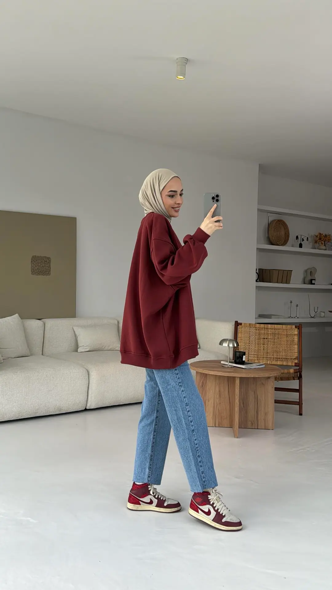 Oversize Üç İplik Sweatshirt - Görsel 4