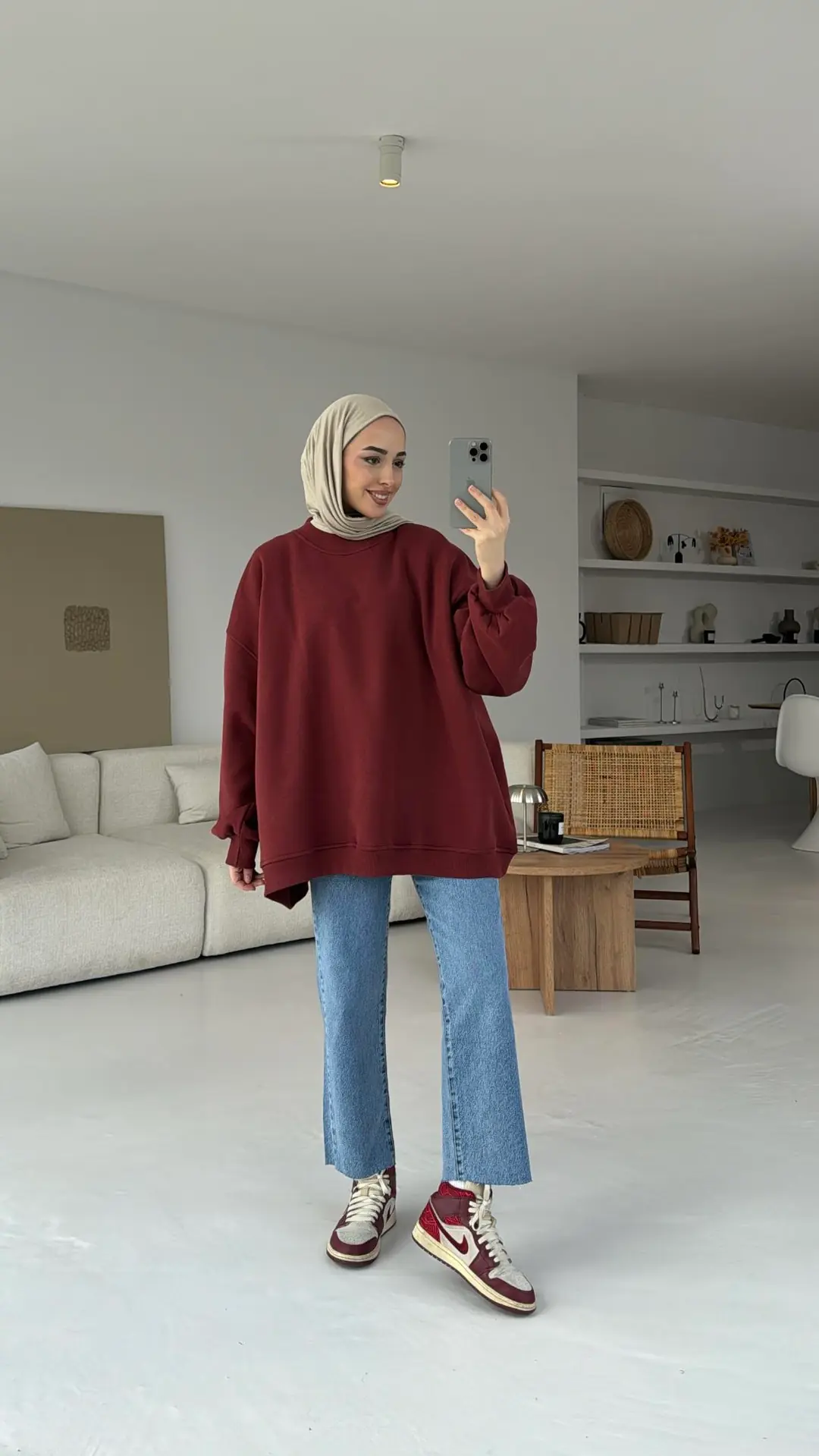 Oversize Üç İplik Sweatshirt - Görsel 6