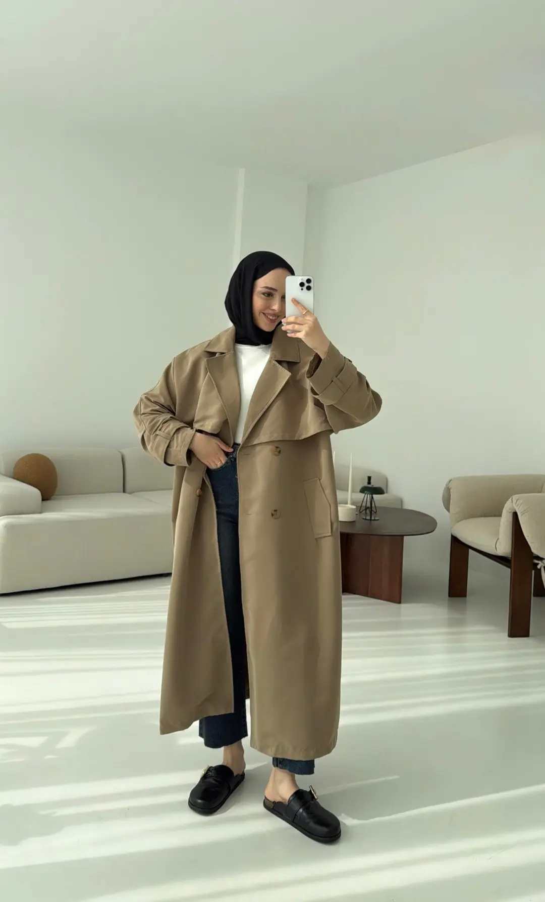 Oversize Vizon Trençkot - Görsel 10