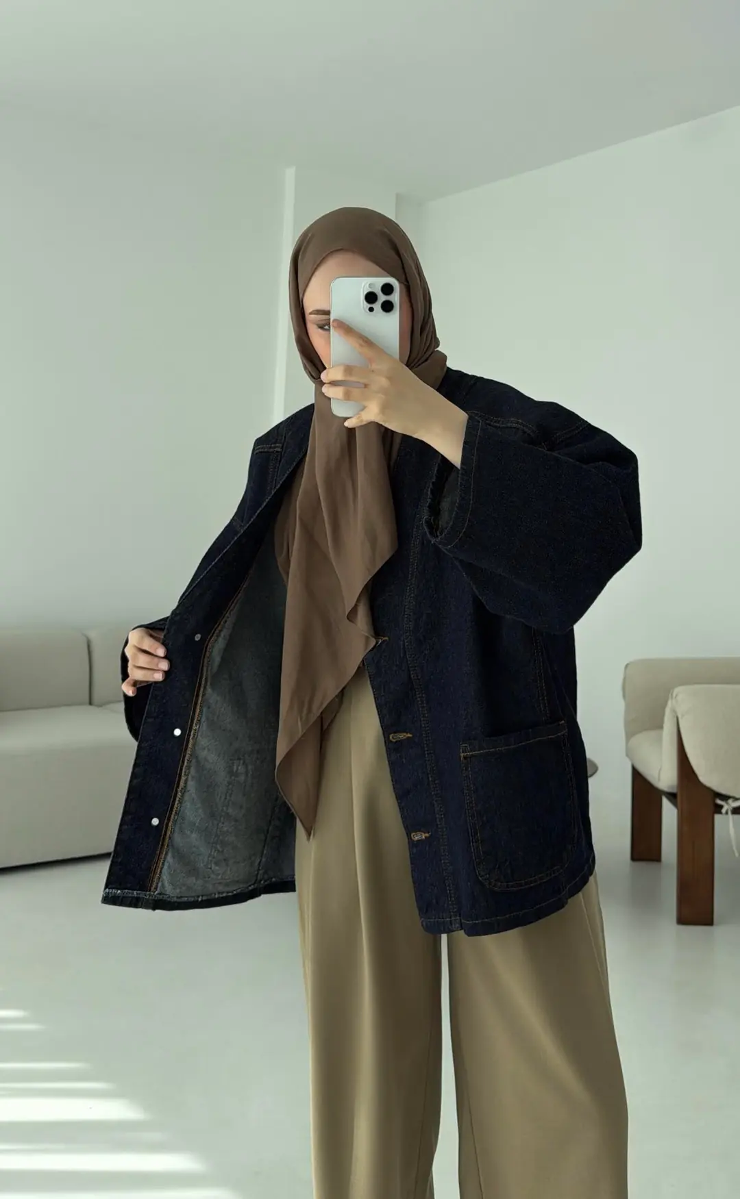 Oversize Wide Denim Ceket - Görsel 2