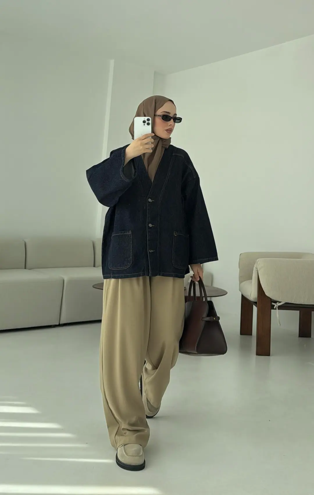 Oversize Wide Denim Ceket - Görsel 7