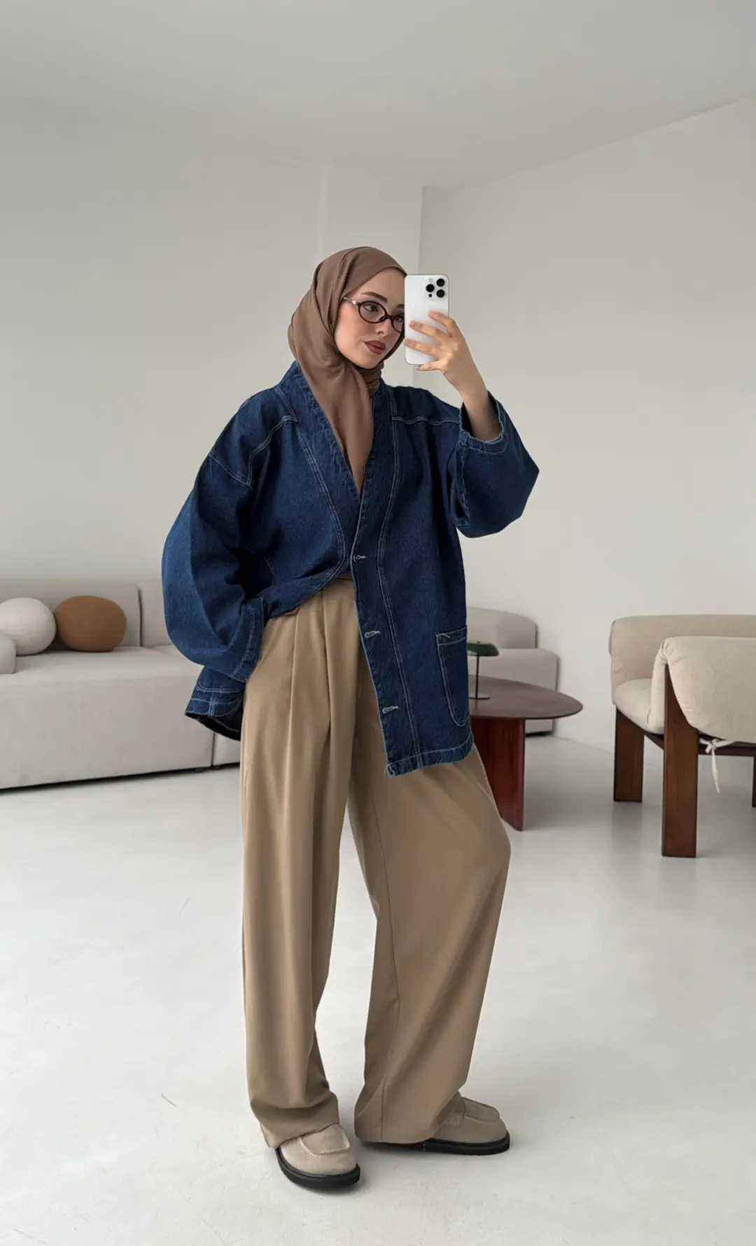 Oversize Wide Denim Ceket Mavi - Görsel 2