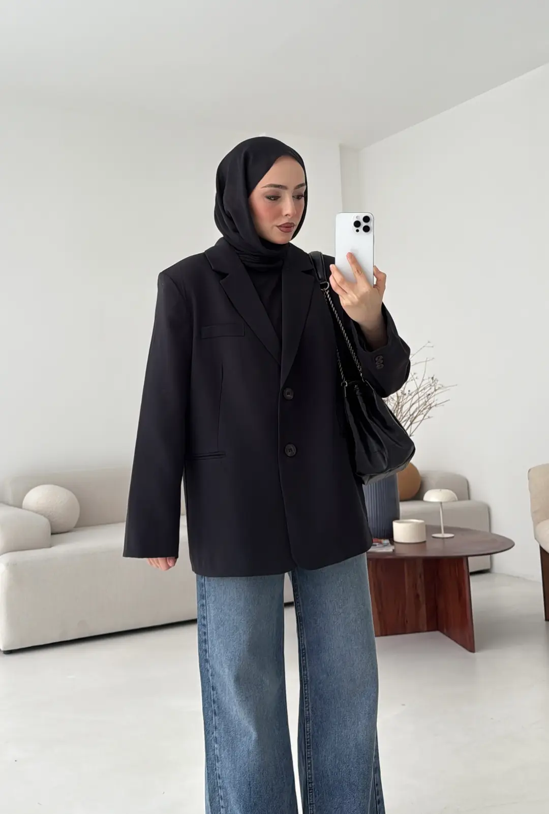 Oversize Yırtmaç Detay Ceket Siyah