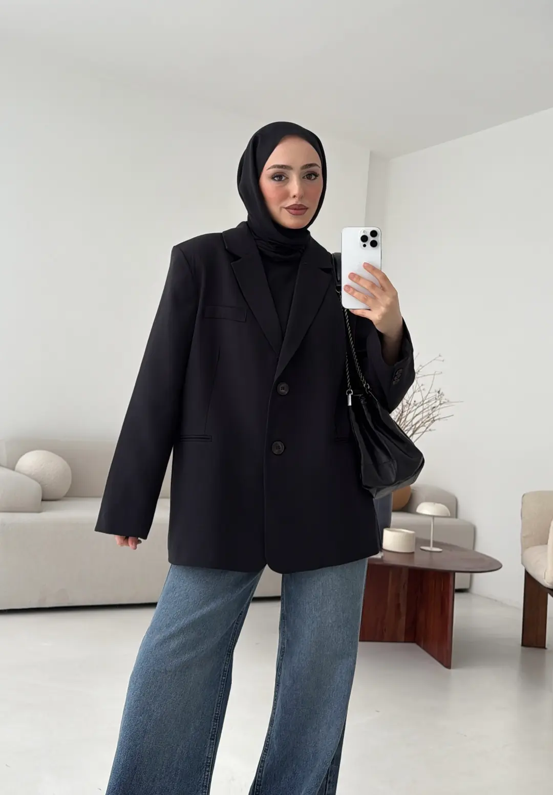 Oversize Yırtmaç Detay Ceket Siyah - Görsel 2