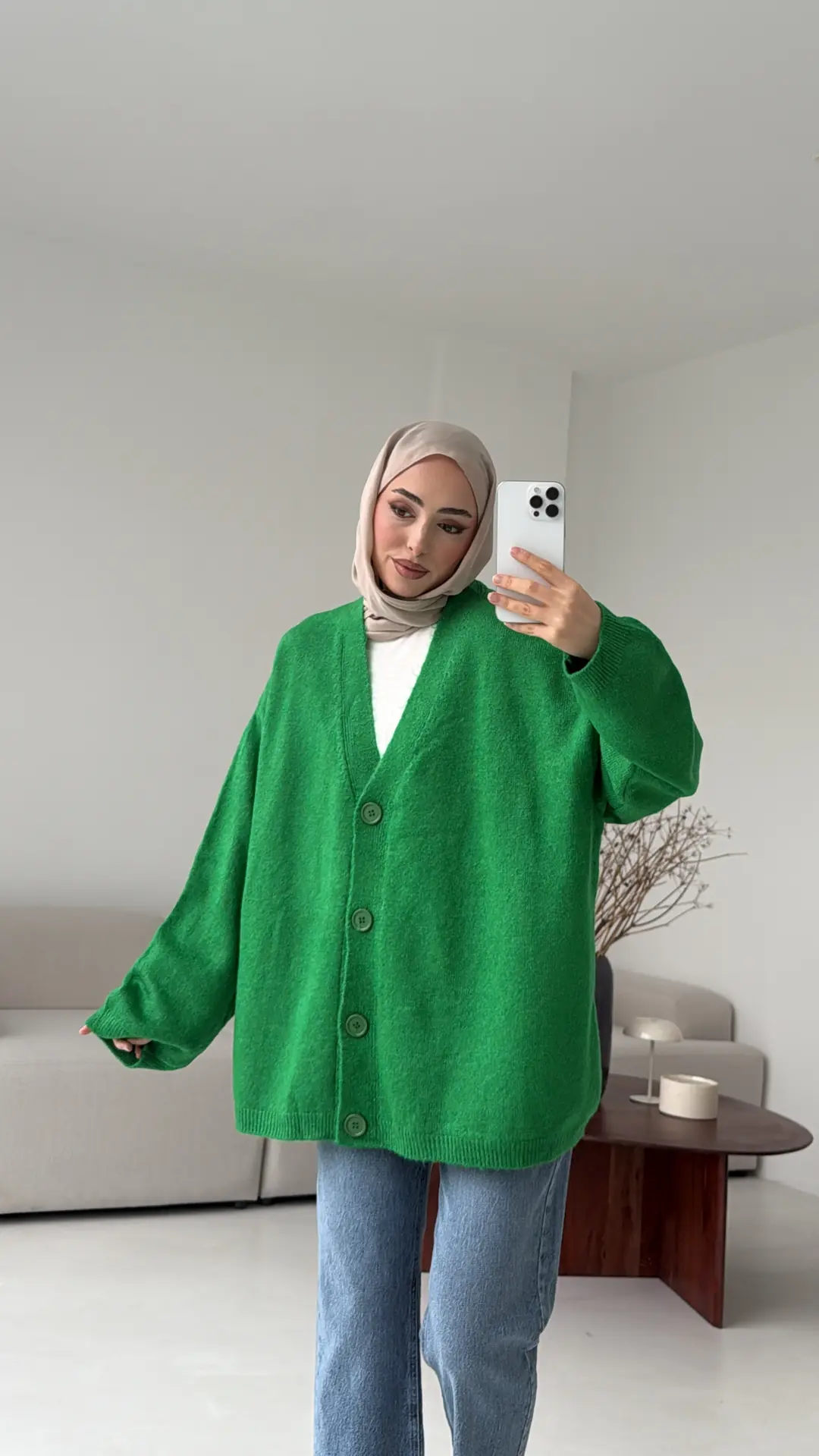 Oversize Yünlü Kazak Benetton Yeşili - Görsel 3
