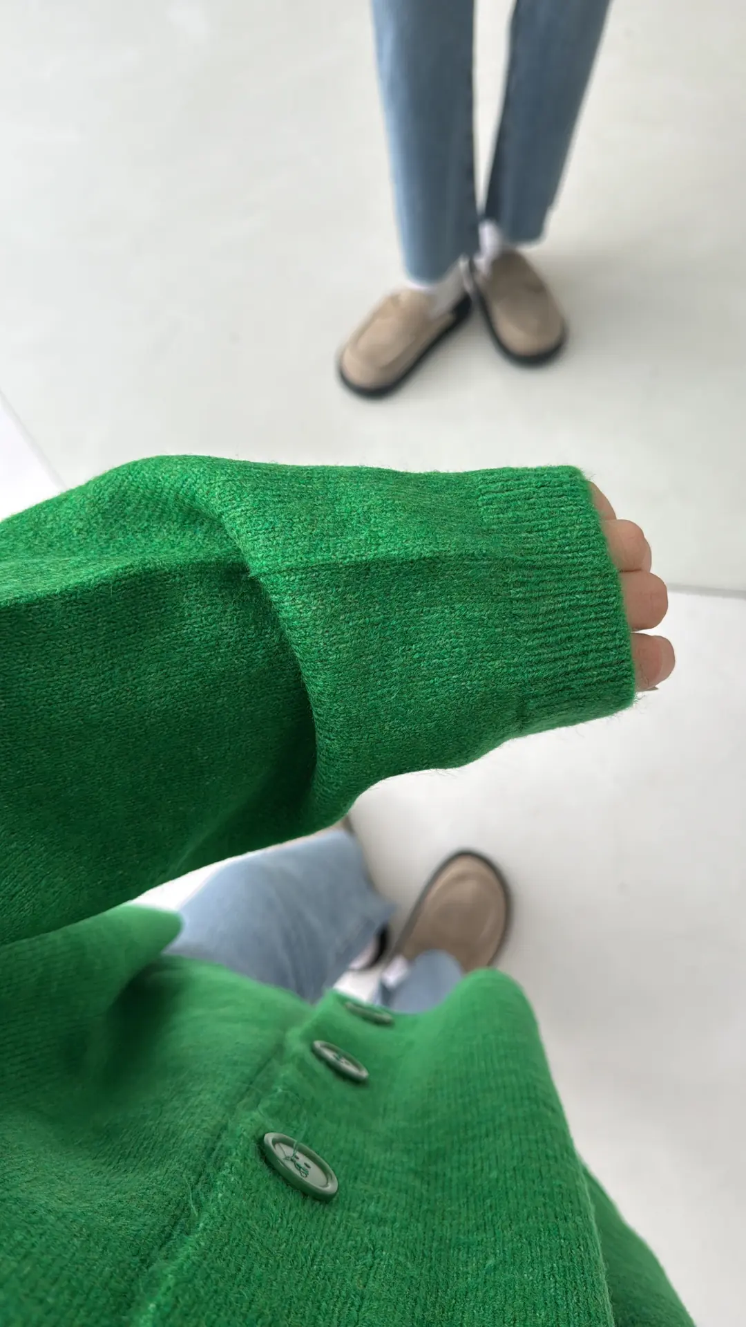 Oversize Yünlü Kazak Benetton Yeşili - Görsel 4