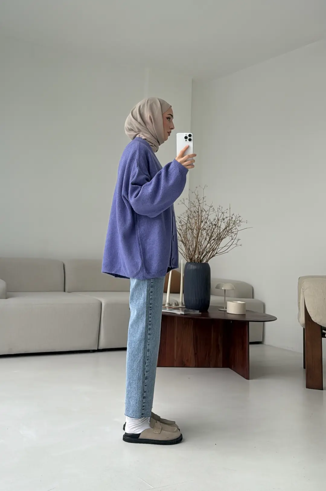 Oversize Yünlü Kazak Lila - Görsel 2