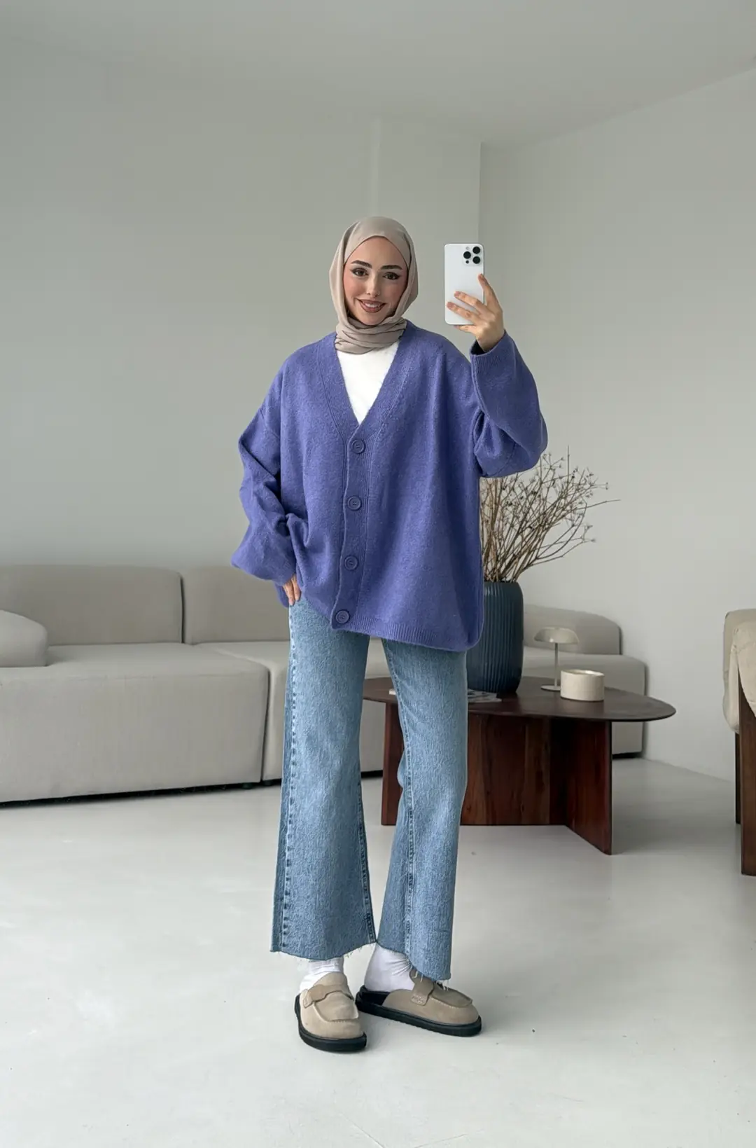 Oversize Yünlü Kazak Lila - Görsel 5