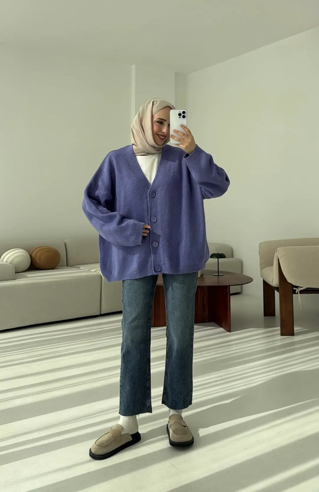 Oversize Yünlü Kazak Lila - Görsel 2