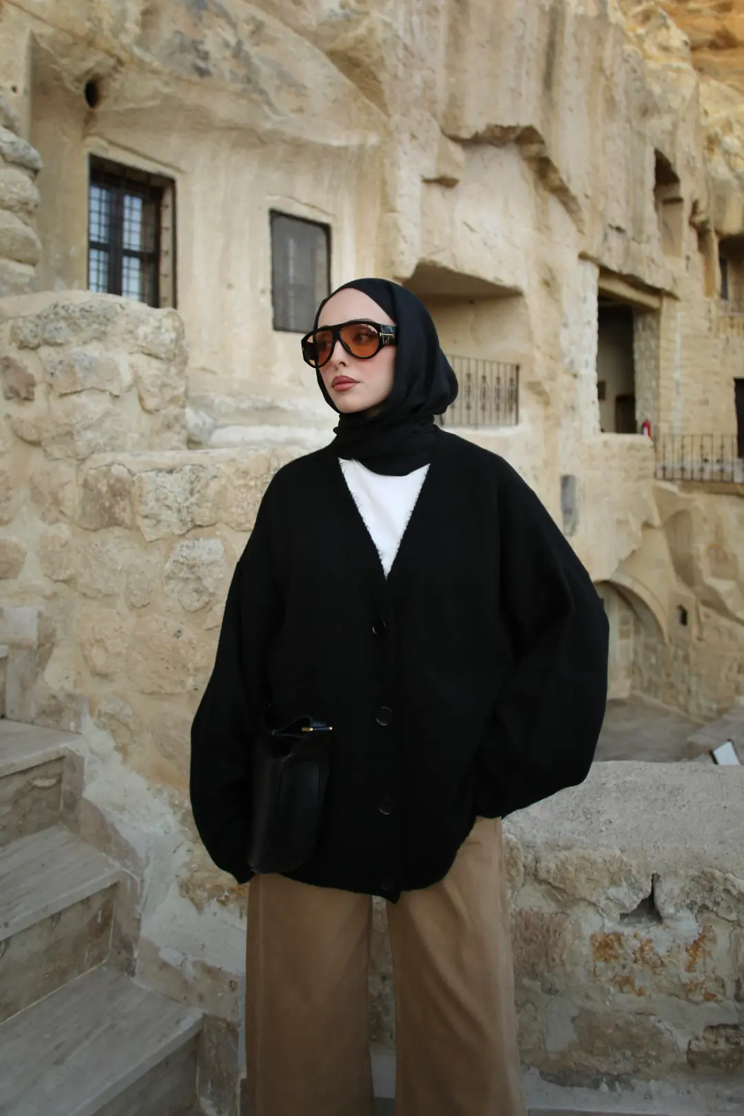 Oversize Yünlü Kazak Siyah - Görsel 2