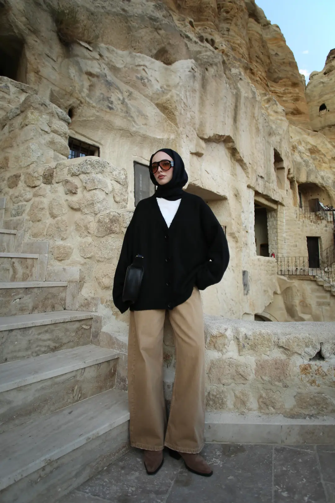 Oversize Yünlü Kazak Siyah - Görsel 7