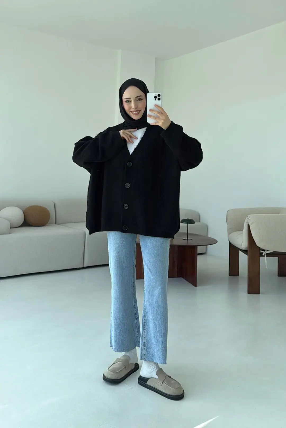 Oversize Yünlü Kazak Siyah - Görsel 3