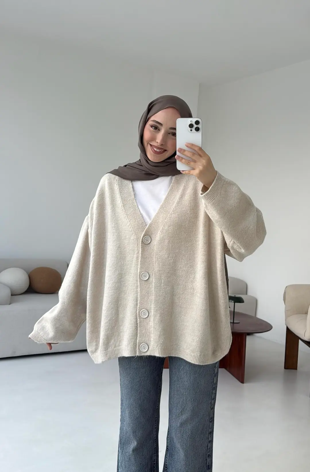 Oversize Yünlü Kazak Taş - Görsel 6