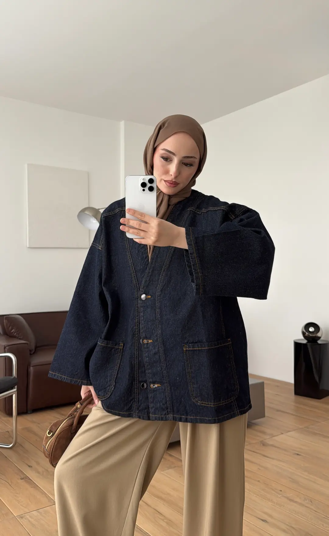 Oversize Wide Denim Ceket - Görsel 5