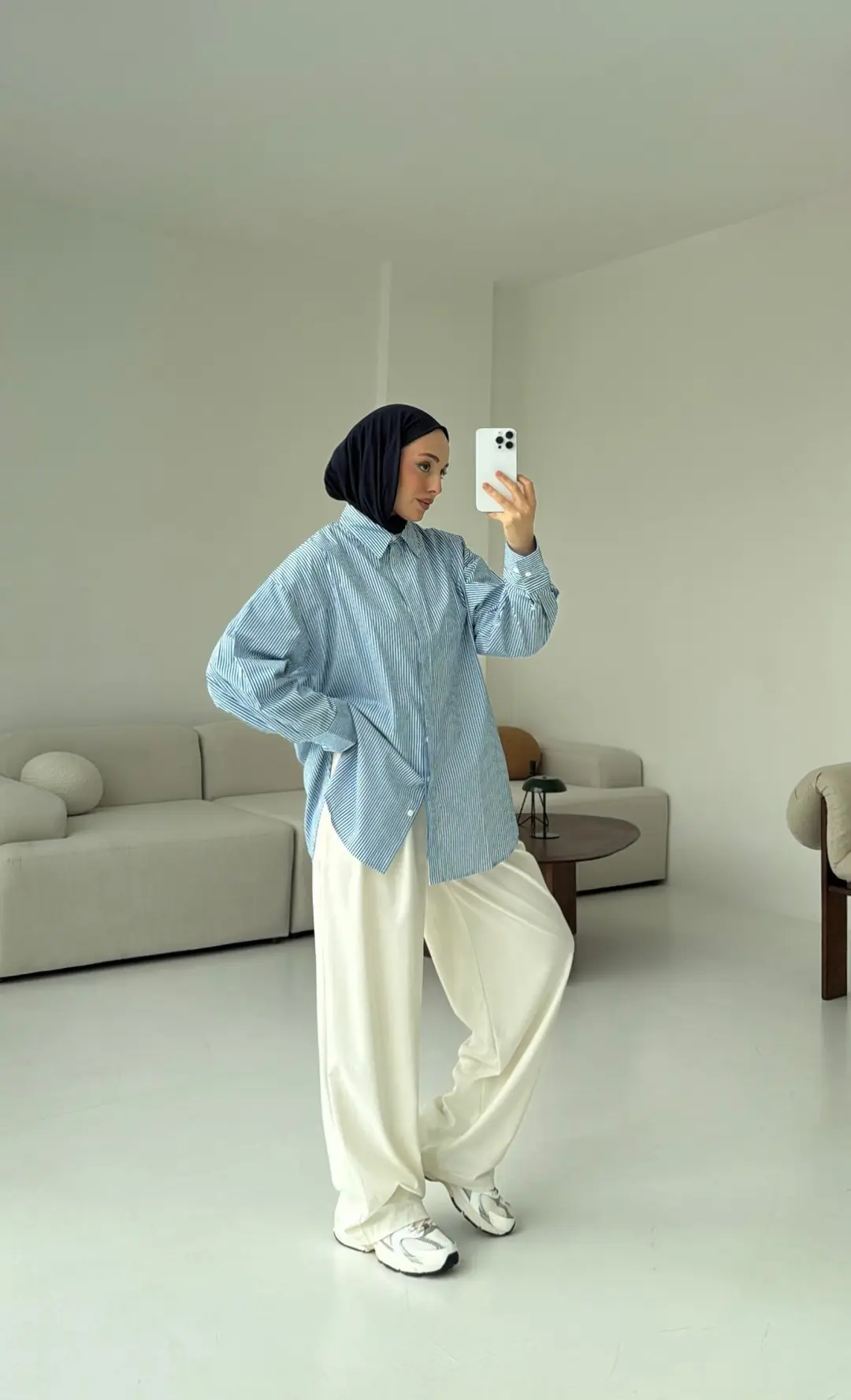 Oxford Çizgili Gömlek Beyaz/Mavi - Görsel 2