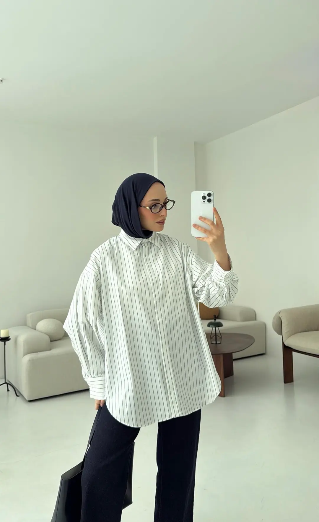 Oxford İnce Lacivert Çizgili Gömlek - Görsel 2