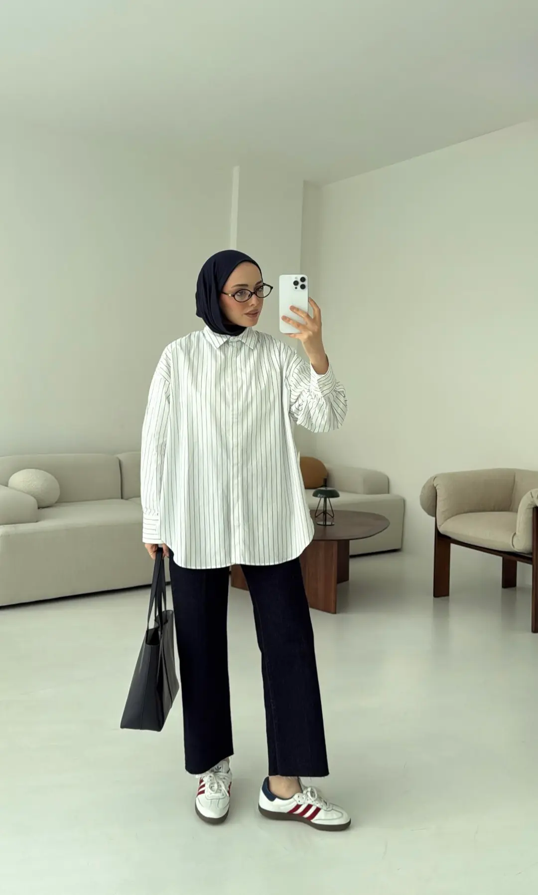 Oxford İnce Lacivert Çizgili Gömlek - Görsel 3