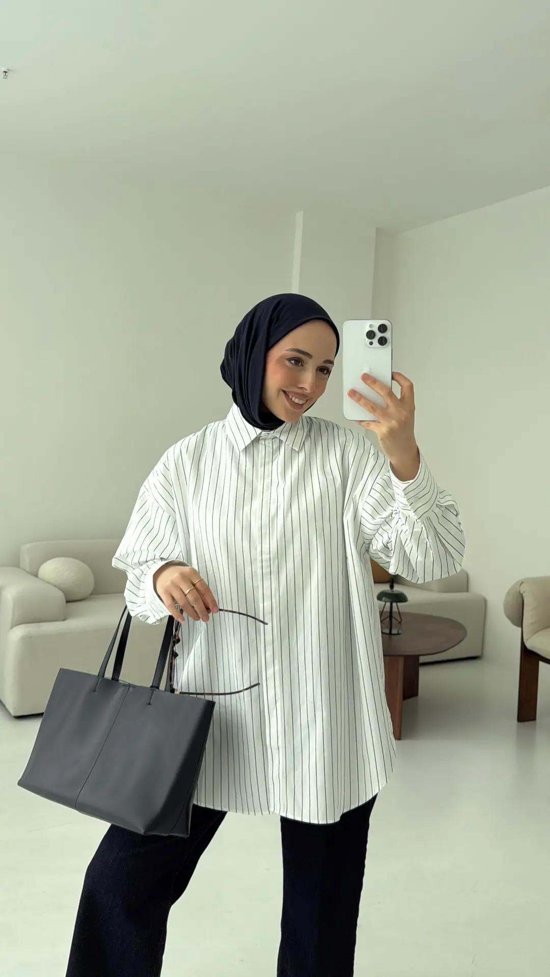 Oxford İnce Lacivert Çizgili Gömlek - Görsel 4