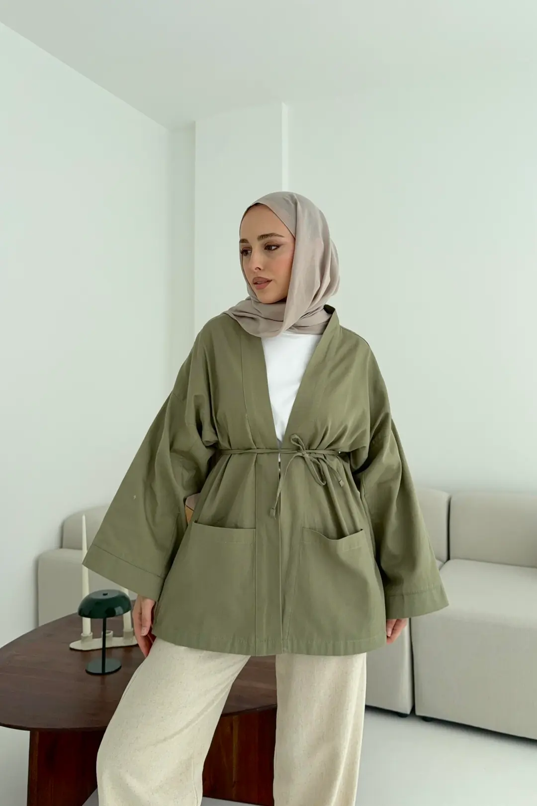 Pamuk Gabardin Kimono Cagla - Görsel 4