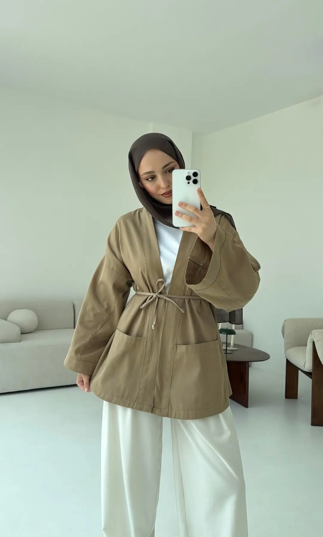 Pamuk Gabardin Kimono Camel - Görsel 4