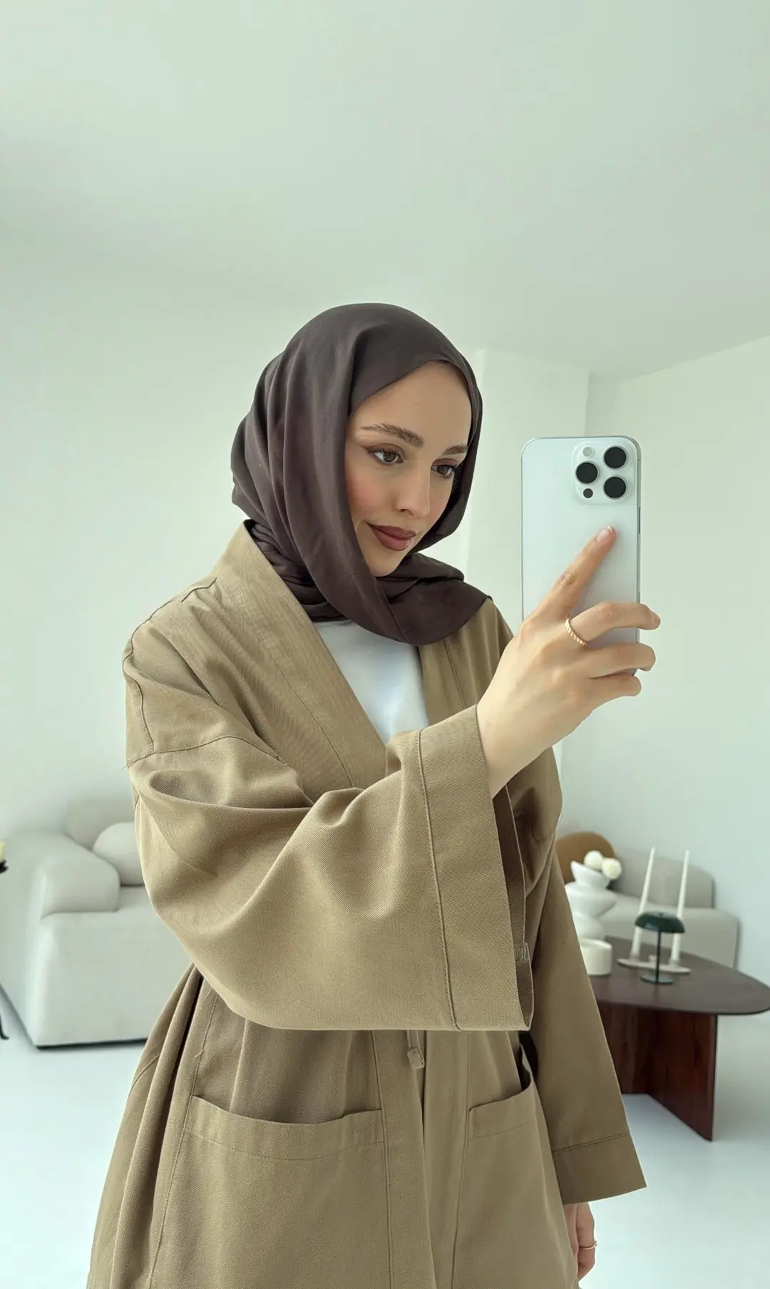 Pamuk Gabardin Kimono Camel - Görsel 5