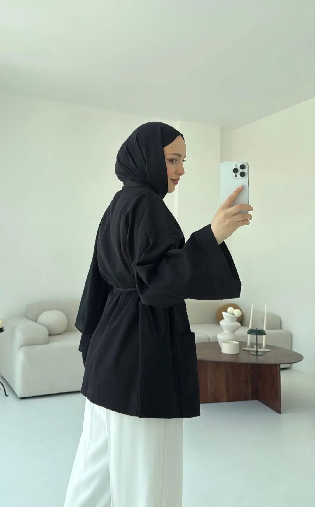 Pamuk Gabardin Kimono Siyah