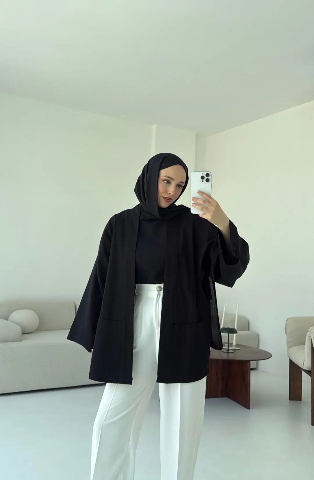 Pamuk Gabardin Kimono Siyah - Görsel 7