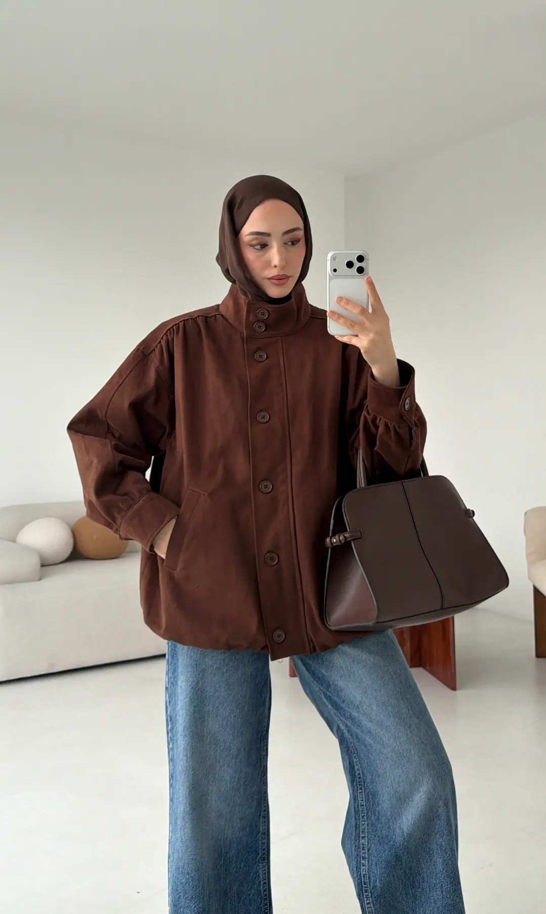 Bomber Gabardin Ceket Kahve - Görsel 2