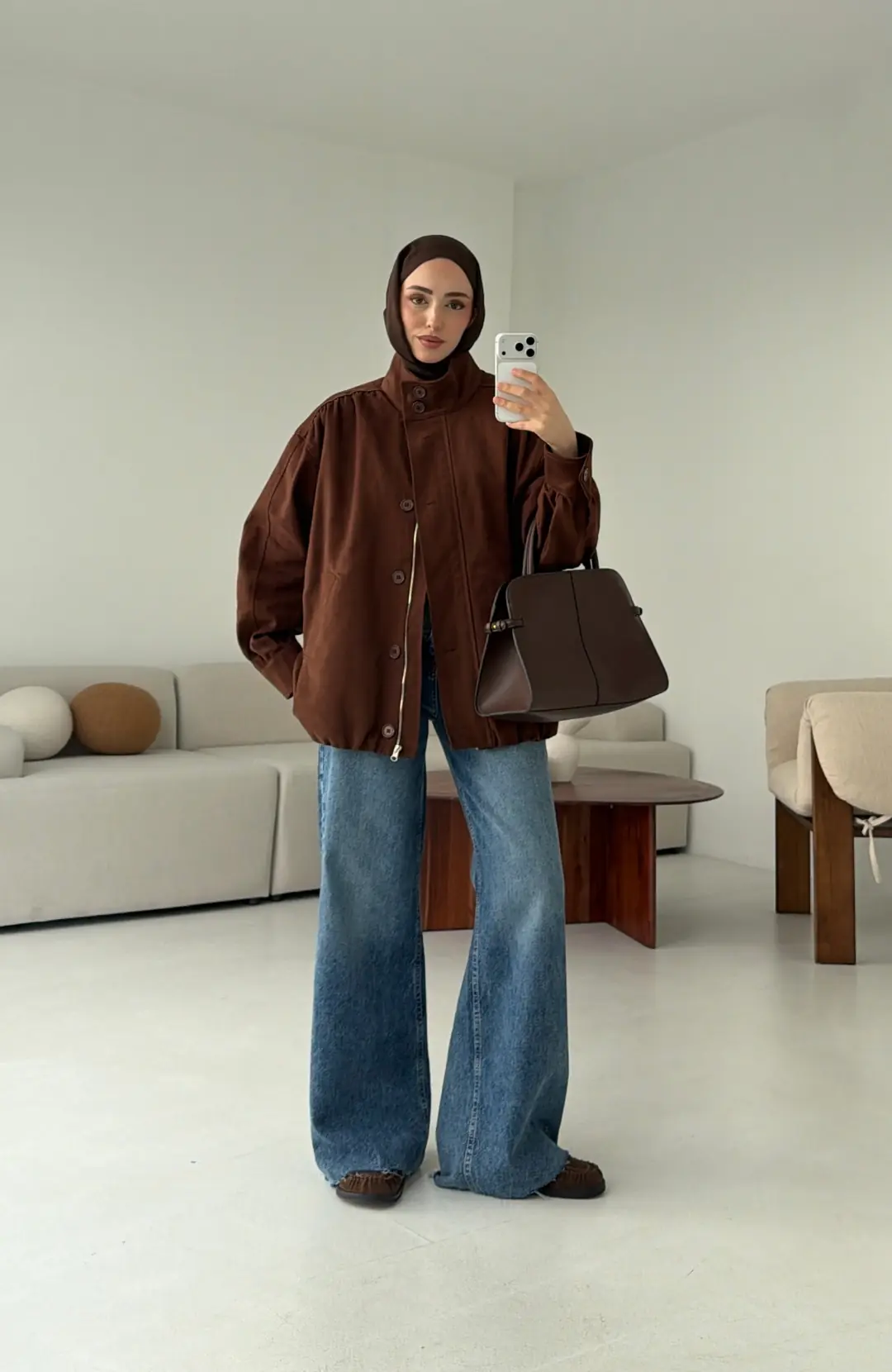 Bomber Gabardin Ceket Kahve - Görsel 7