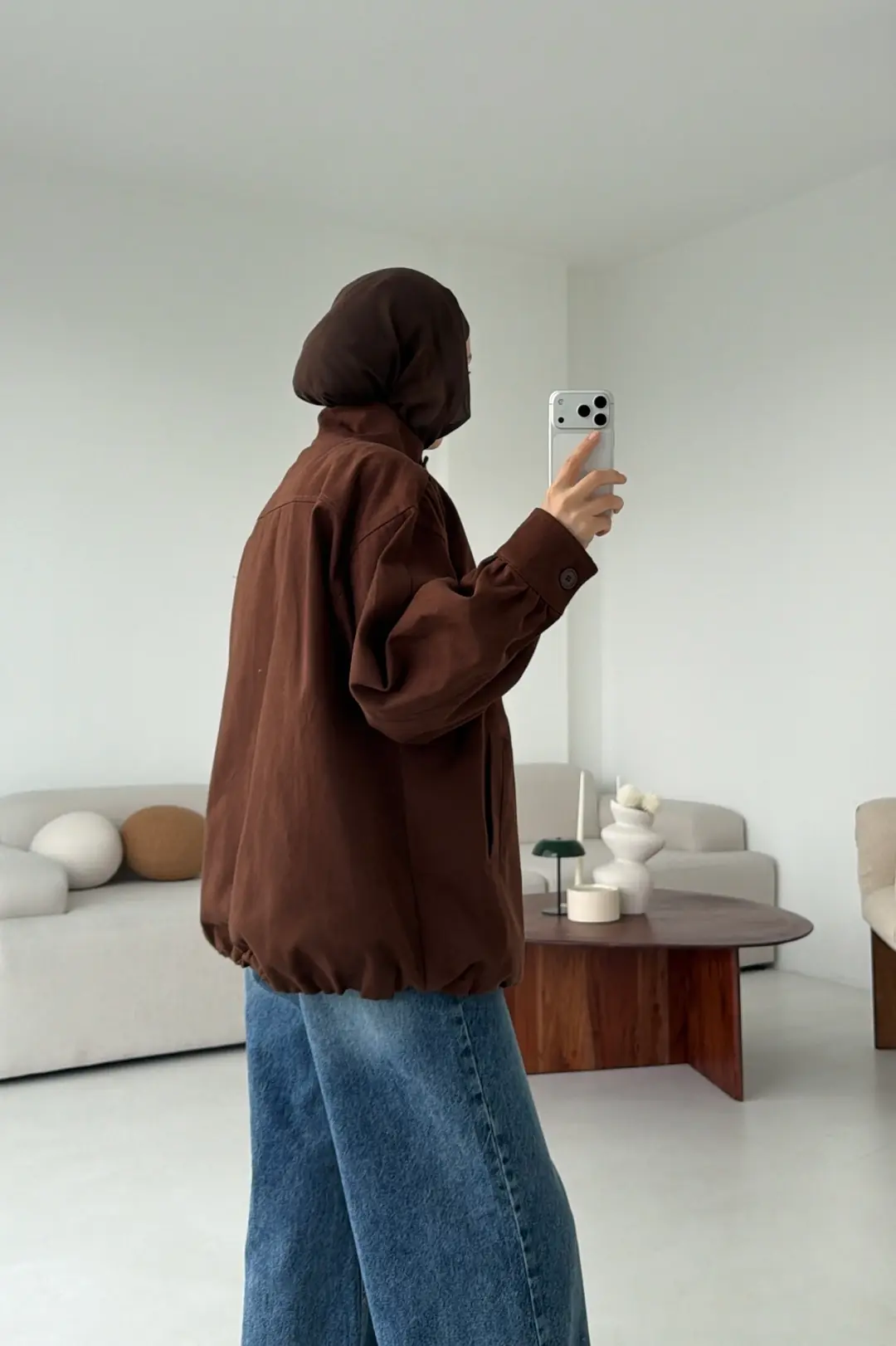 Bomber Gabardin Ceket Kahve - Görsel 8