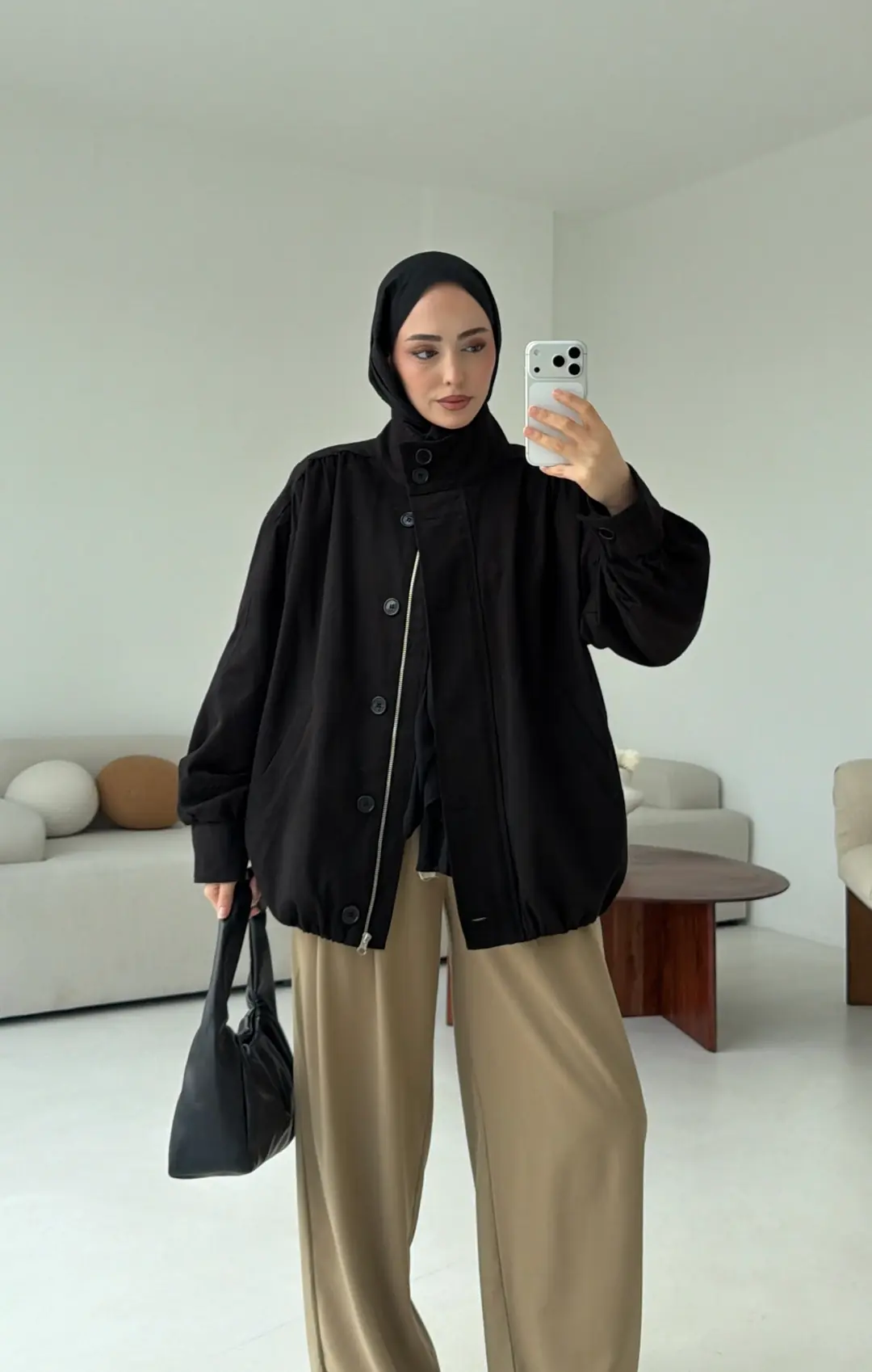 Bomber Gabardin Ceket Siyah - Görsel 2