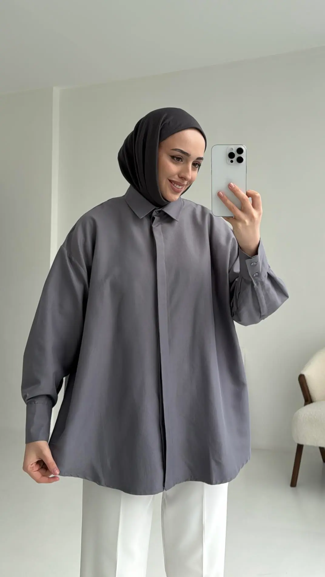 Panda Gömlek Gri - Görsel 5